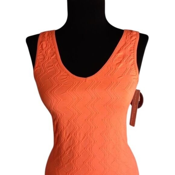 Hot Soup Size Medium Tank Top Reversible Orange Sleeveless Scoop V Neck NEW - Picture 3 of 11